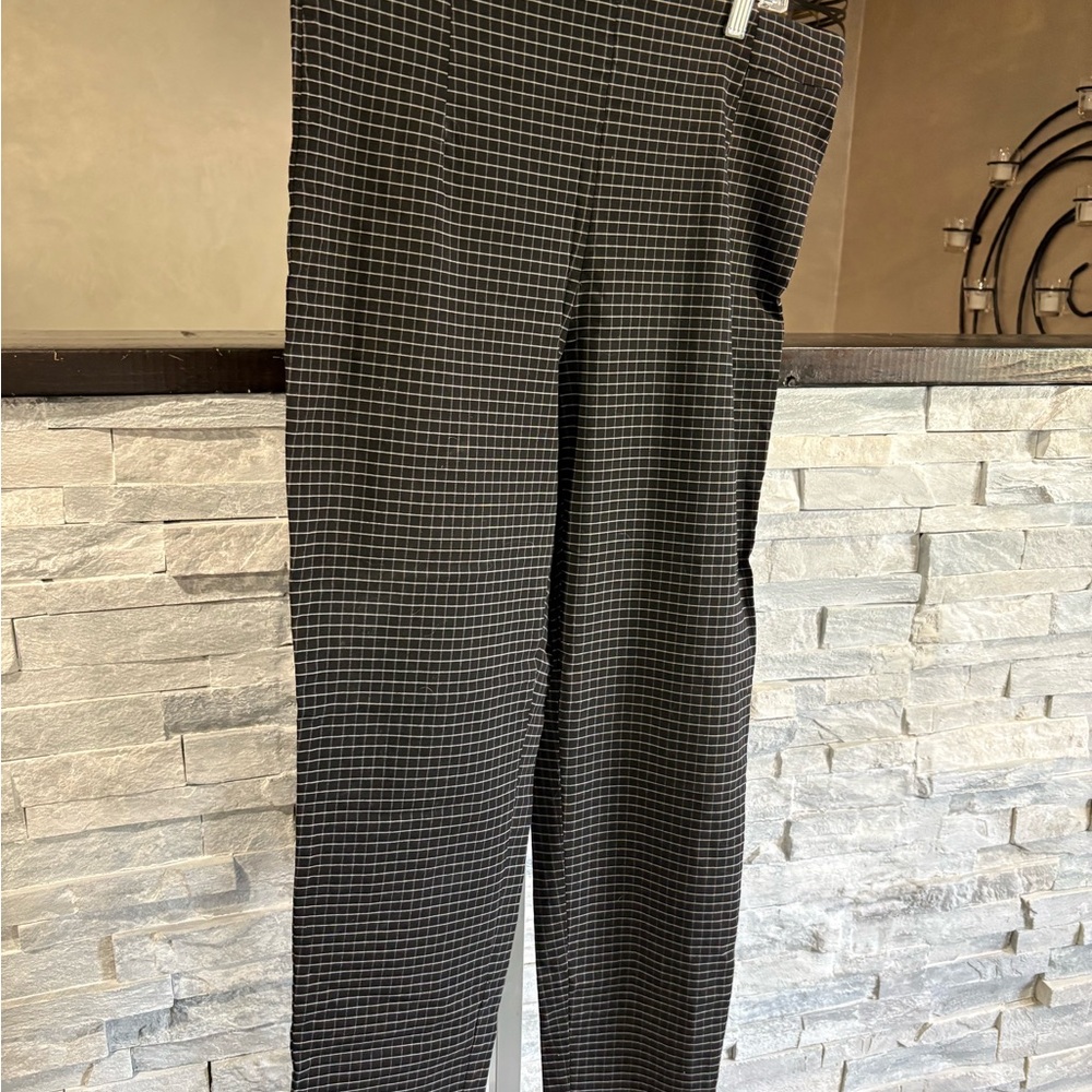 Elle Black Pants with White Windowpane Check